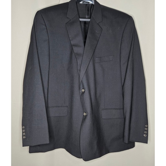 Versini Men's Black Two-Button Blazer Jacket Business Casual Coat 52R - Picture 1 of 7